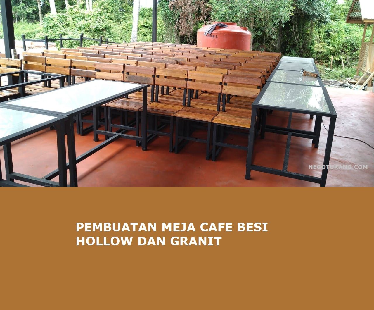 Jasa Pembuatan Meja Cafe - Rangka Besi dan Granit - Nego Tukang